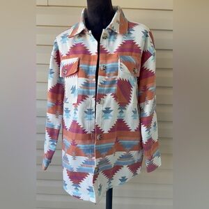 No Comment‎ - Ny La Aztec Western Bohemian Button up Shirt Jacket Medium Chore
